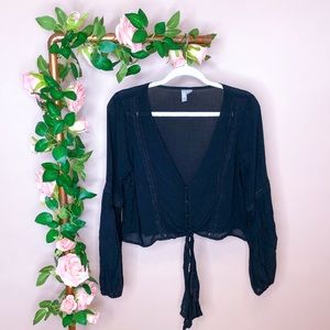 3/$30 ASOS Black Tie Front Crop Top